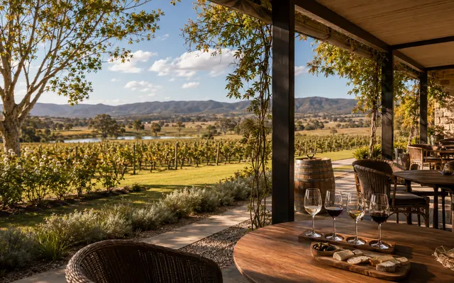 Hunter Valley cellar door and vineyard view