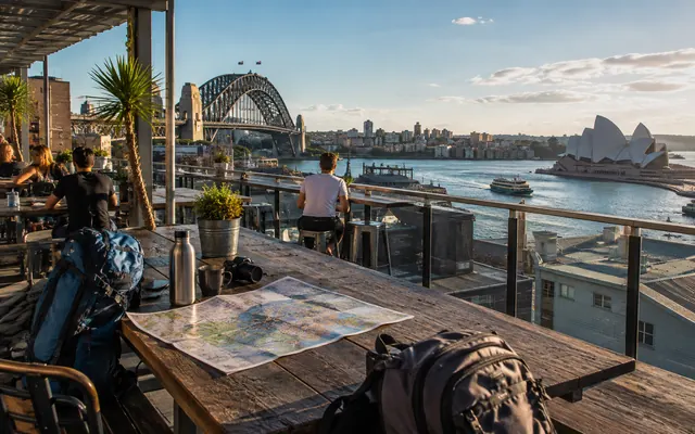 Sydney Harbour YHA rooftop terrace with harbour views