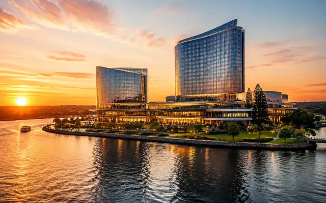 Crown Perth's riverside towers across the Swan River