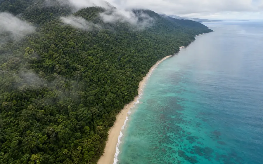 Daintree Rainforest canopy meeting the Great Barrier Reef coastline