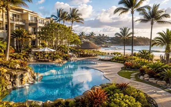 Australian family resort pool and gardens
