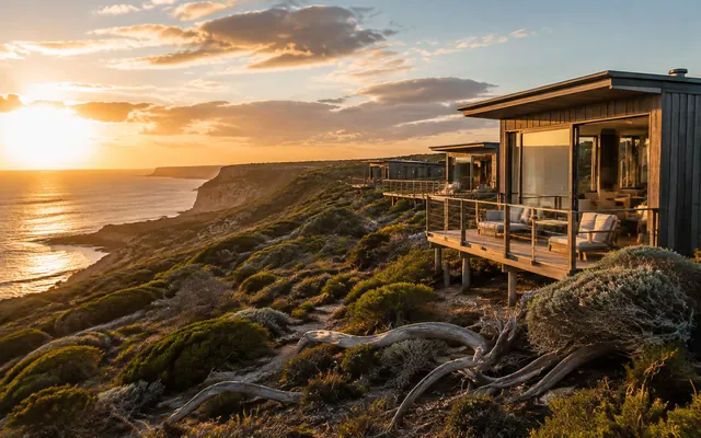 Clifftop lodge architecture on Kangaroo Island