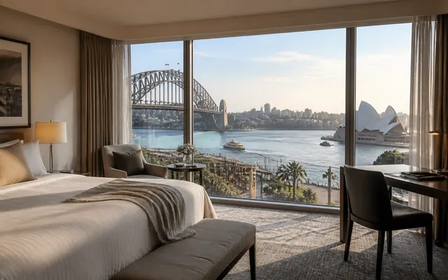 Luxury Sydney harbour hotel room view