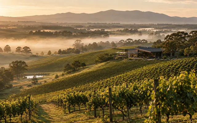 Rolling vineyard hills in the Yarra Valley