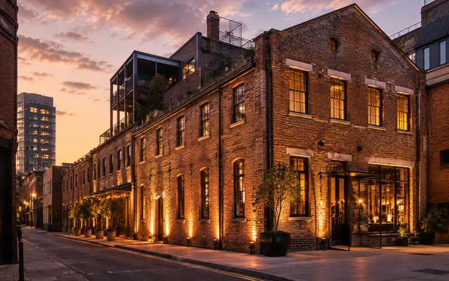 The industrial brick exterior of The Old Clare Hotel, Chippendale, Sydney