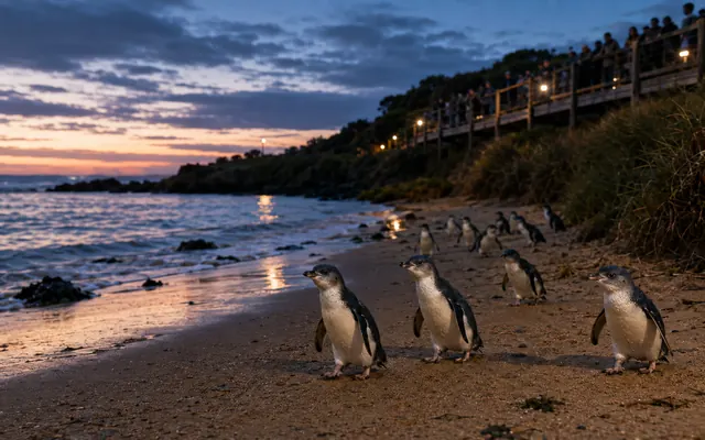 Little penguins coming ashore at Phillip Island